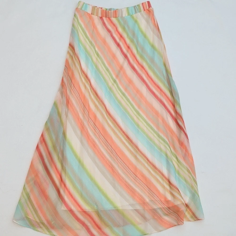 Chico's Pastel Striped Martha Maxi Skirt